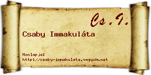 Csaby Immakuláta névjegykártya